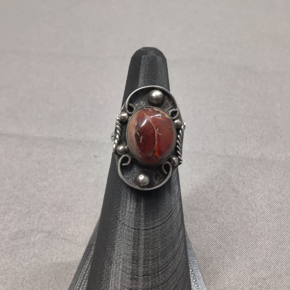 Stunning Vintage Southwestern Sterling Silver Carnelian Ring